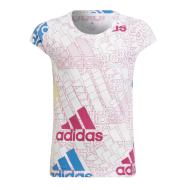 T-shirt Blanc/Rose Fille Adidas HM4526 pas cher