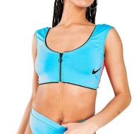 Haut de maillot de bain Bleu/Rose Femme Nike Midkini pas cher