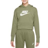 Sweat à Capuche Kaki Fille Nike Club Crop pas cher