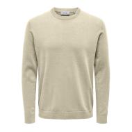 Pull Beige Homme Only & Sons 12Solid pas cher