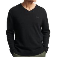 Pull Noir Homme Superdry Essential Vee Knit