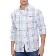 Chemise Manches Longues Bleu/Blanc Homme Tommy Hilfiger Poplin Check pas cher