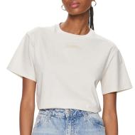 T-shirt Écru Femme Calvin Klein Micro Logo pas cher