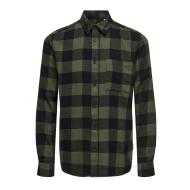 Chemise à Carreaux Noir/Kaki Homme Only & Sons Dmundur