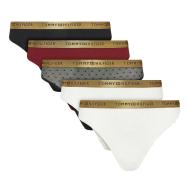 Lot de 5 Strings Rouge/Blanc Femme Tommy Hilfiger Thong pas cher