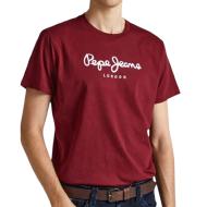 T-shirt Rouge Bordeaux Homme Pepe jeans Eggo N pas cher